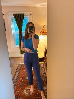 Vintage Cobalt Blue Tailored Crop Pants